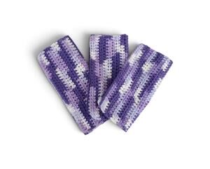 (3) Handmade Crocheted Dishcloths Washcloths 100% Cotton Purple Haze Ombre